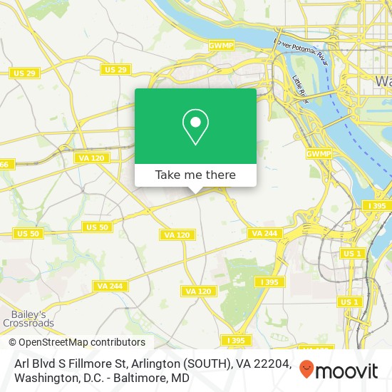 Mapa de Arl Blvd S Fillmore St, Arlington (SOUTH), VA 22204