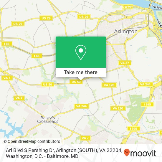 Arl Blvd S Pershing Dr, Arlington (SOUTH), VA 22204 map