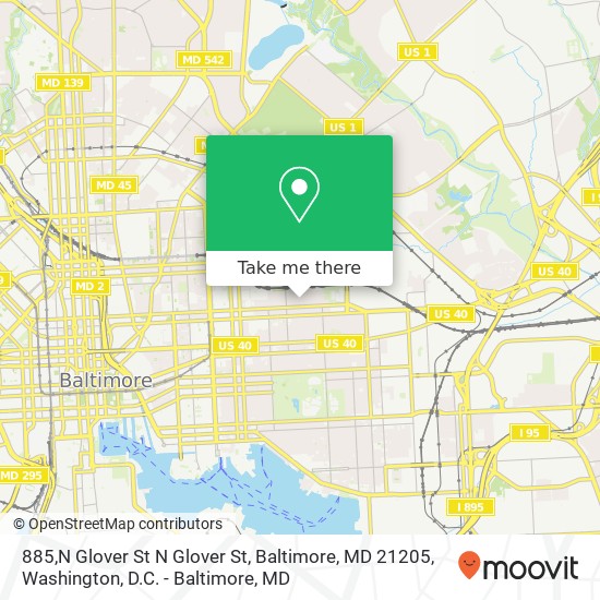 Mapa de 885,N Glover St N Glover St, Baltimore, MD 21205