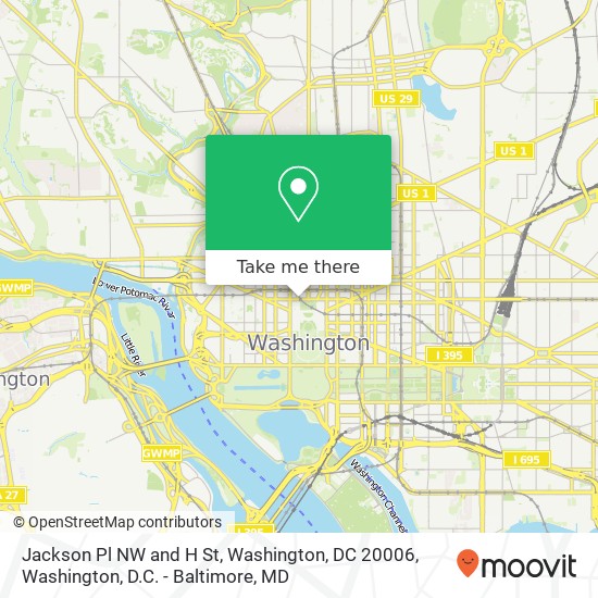 Jackson Pl NW and H St, Washington, DC 20006 map