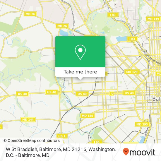 Mapa de W St Braddish, Baltimore, MD 21216