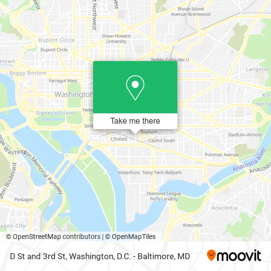 D St and 3rd St map