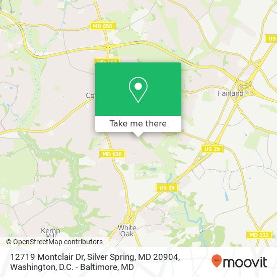 Mapa de 12719 Montclair Dr, Silver Spring, MD 20904