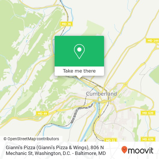 Mapa de Gianni's Pizza (Gianni's Pizza & Wings), 806 N Mechanic St