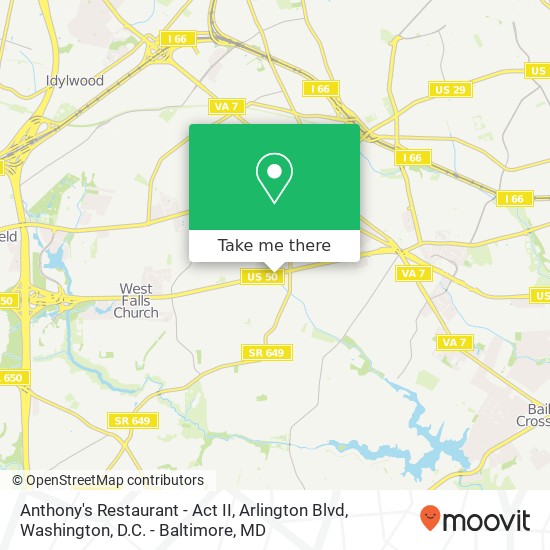 Mapa de Anthony's Restaurant - Act II, Arlington Blvd