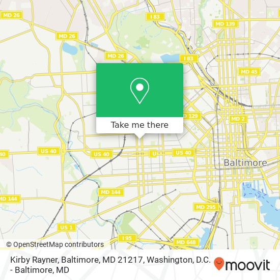 Mapa de Kirby Rayner, Baltimore, MD 21217
