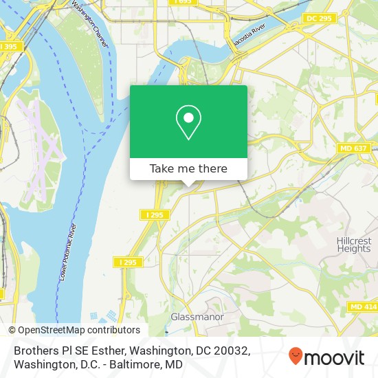 Mapa de Brothers Pl SE Esther, Washington, DC 20032