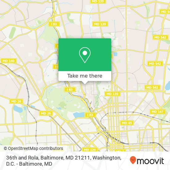 Mapa de 36th and Rola, Baltimore, MD 21211