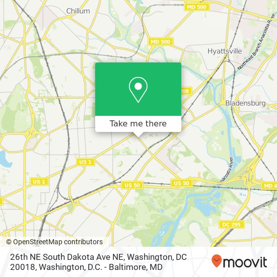 26th NE South Dakota Ave NE, Washington, DC 20018 map