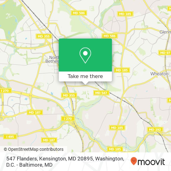 Mapa de 547 Flanders, Kensington, MD 20895