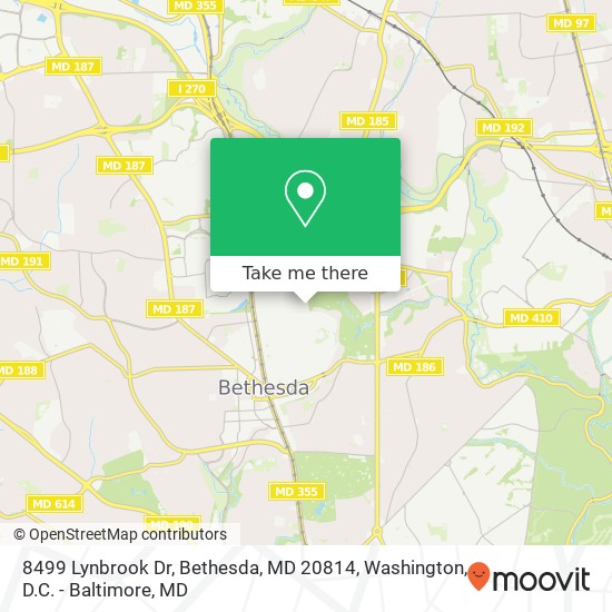 Mapa de 8499 Lynbrook Dr, Bethesda, MD 20814