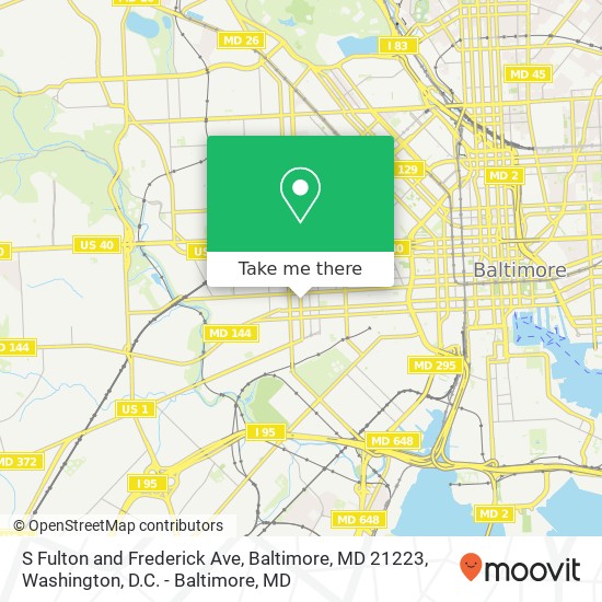 Mapa de S Fulton and Frederick Ave, Baltimore, MD 21223