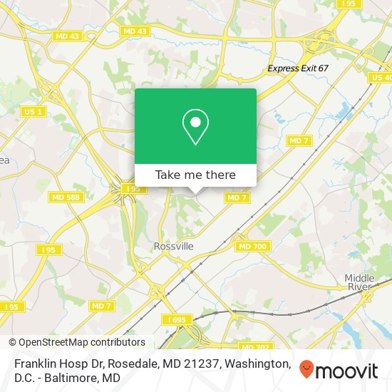 Mapa de Franklin Hosp Dr, Rosedale, MD 21237