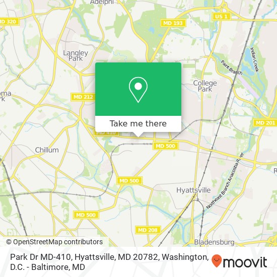 Mapa de Park Dr MD-410, Hyattsville, MD 20782