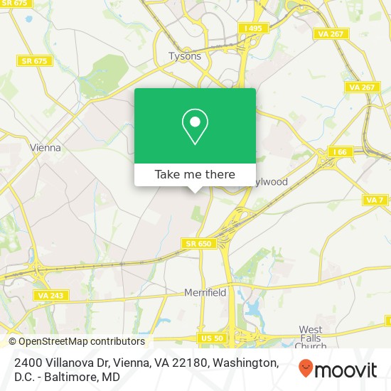 Mapa de 2400 Villanova Dr, Vienna, VA 22180