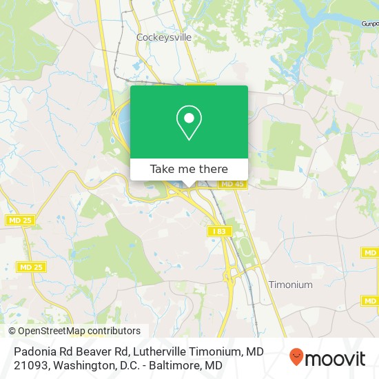 Mapa de Padonia Rd Beaver Rd, Lutherville Timonium, MD 21093