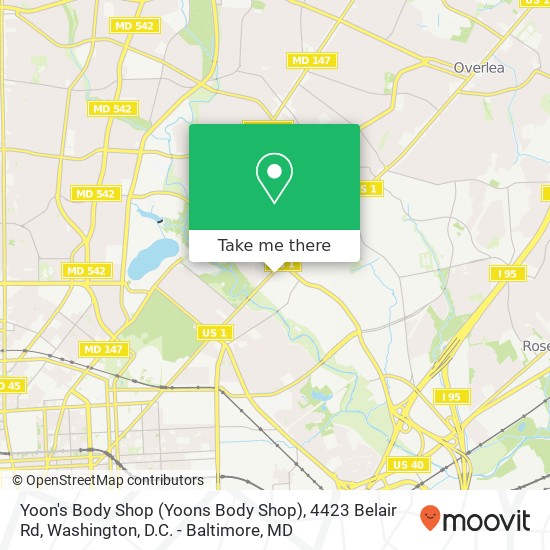 Mapa de Yoon's Body Shop (Yoons Body Shop), 4423 Belair Rd