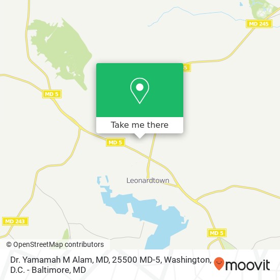 Dr. Yamamah M Alam, MD, 25500 MD-5 map