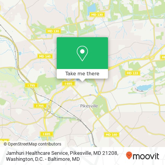 Mapa de Jamhuri Healthcare Service, Pikesville, MD 21208