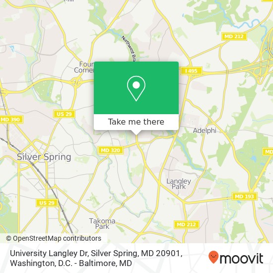 Mapa de University Langley Dr, Silver Spring, MD 20901