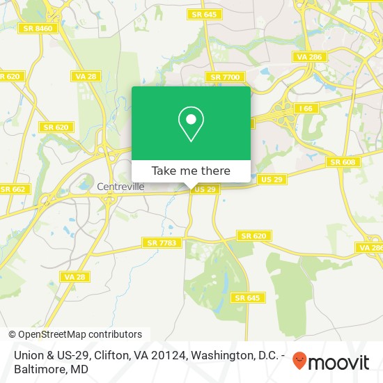 Mapa de Union & US-29, Clifton, VA 20124