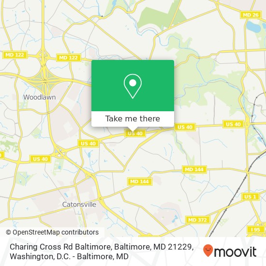 Mapa de Charing Cross Rd Baltimore, Baltimore, MD 21229
