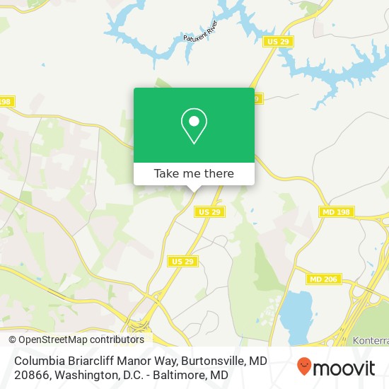 Mapa de Columbia Briarcliff Manor Way, Burtonsville, MD 20866