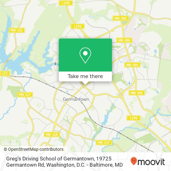 Mapa de Greg's Driving School of Germantown, 19725 Germantown Rd