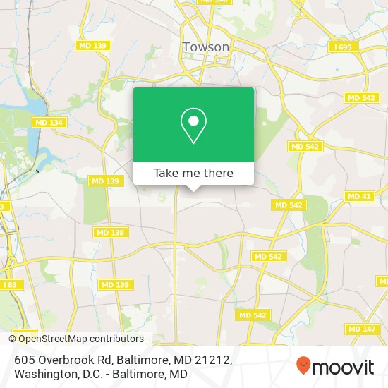 Mapa de 605 Overbrook Rd, Baltimore, MD 21212