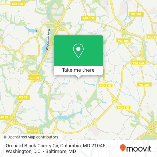 Mapa de Orchard Black Cherry Cir, Columbia, MD 21045