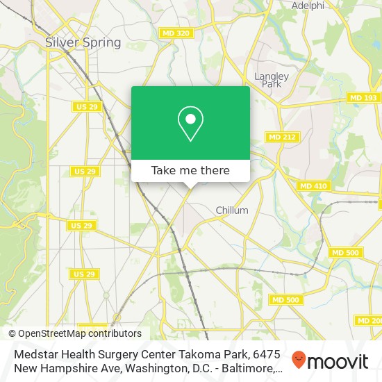 Mapa de Medstar Health Surgery Center Takoma Park, 6475 New Hampshire Ave