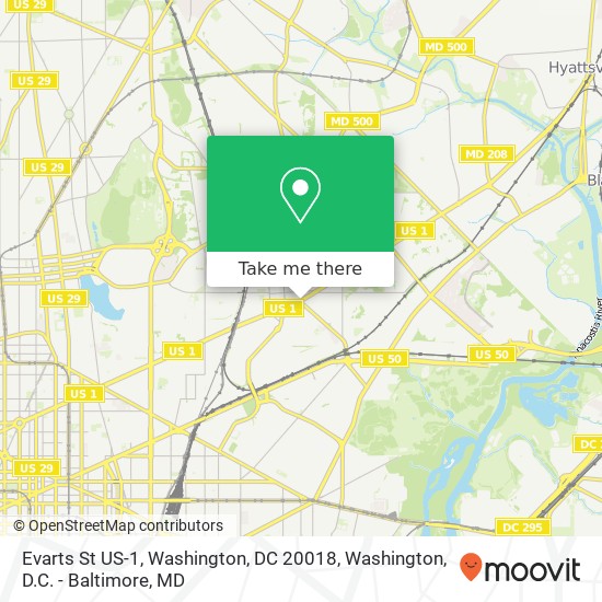 Mapa de Evarts St US-1, Washington, DC 20018