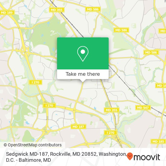 Mapa de Sedgwick MD-187, Rockville, MD 20852