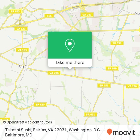 Mapa de Takeshi Sushi, Fairfax, VA 22031