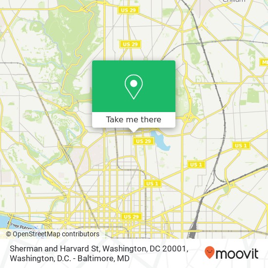 Mapa de Sherman and Harvard St, Washington, DC 20001