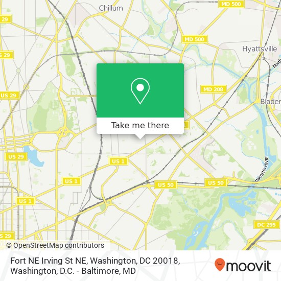 Mapa de Fort NE Irving St NE, Washington, DC 20018