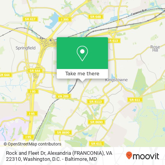 Rock and Fleet Dr, Alexandria (FRANCONIA), VA 22310 map