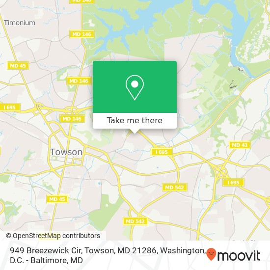 Mapa de 949 Breezewick Cir, Towson, MD 21286