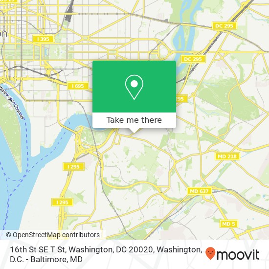 16th St SE T St, Washington, DC 20020 map