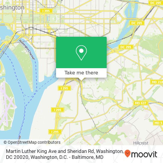 Mapa de Martin Luther King Ave and Sheridan Rd, Washington, DC 20020