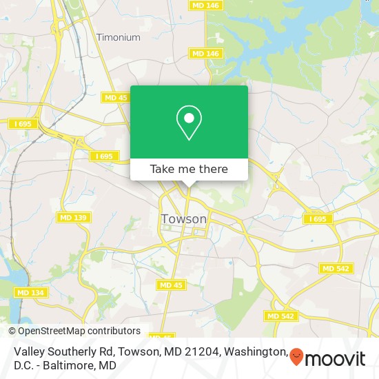 Mapa de Valley Southerly Rd, Towson, MD 21204