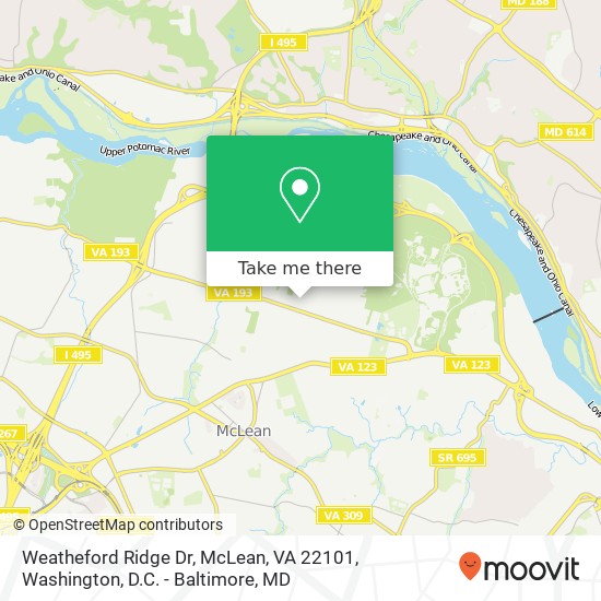 Mapa de Weatheford Ridge Dr, McLean, VA 22101