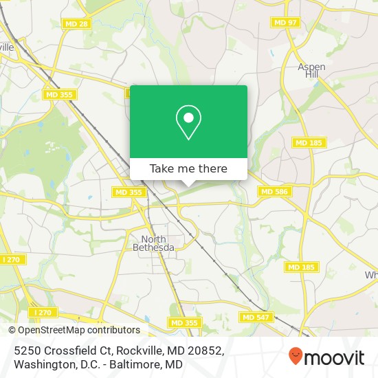 Mapa de 5250 Crossfield Ct, Rockville, MD 20852