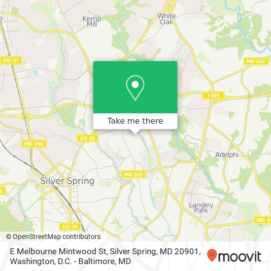 Mapa de E Melbourne Mintwood St, Silver Spring, MD 20901
