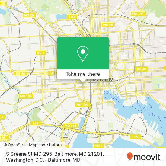 S Greene St MD-295, Baltimore, MD 21201 map