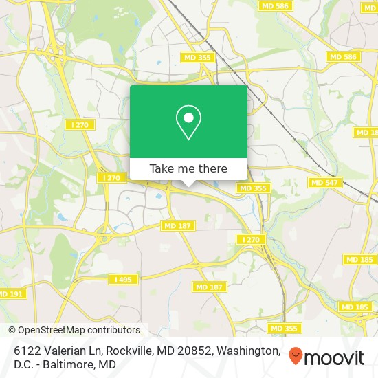 Mapa de 6122 Valerian Ln, Rockville, MD 20852