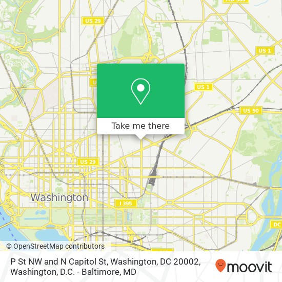 Mapa de P St NW and N Capitol St, Washington, DC 20002