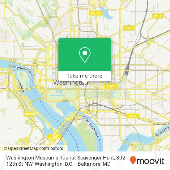 Mapa de Washington Museums Tourist Scavenger Hunt, 302 12th St NW