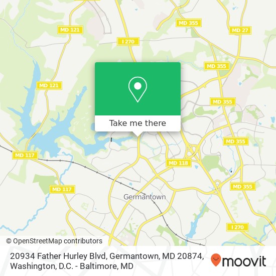 Mapa de 20934 Father Hurley Blvd, Germantown, MD 20874