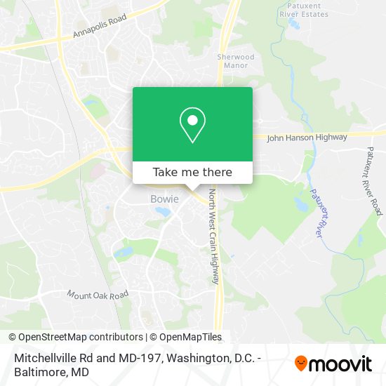 Mitchellville Rd and MD-197 map